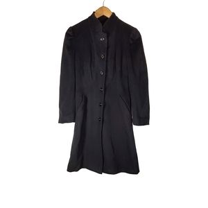 Classic Black Single Breasted Long Vintage Coat